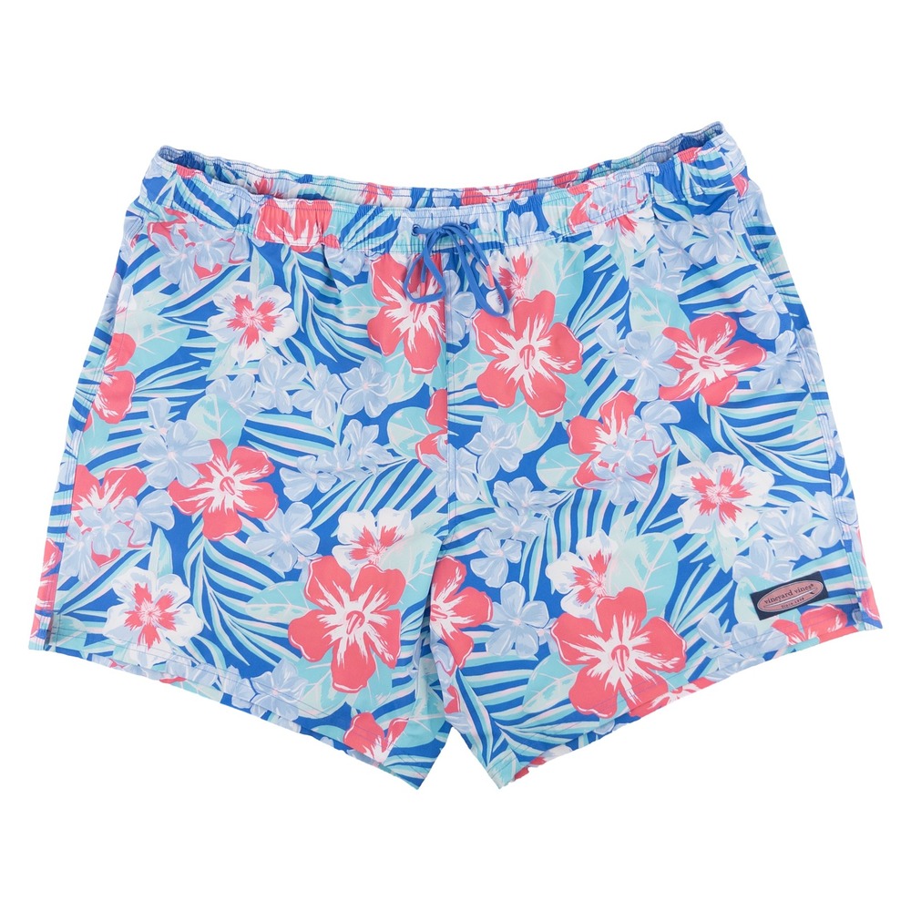Vineyard Vines Mens 3XB Chappy Hawaiian Print Swim‎ Trunks Blue Tropical Floral